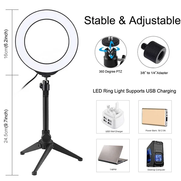 16 cm LED Halka Işık + Tripod - Canlı Yayın & TikTok Makyaj Seti Fiyatı, Yorumları ve Özellikleri