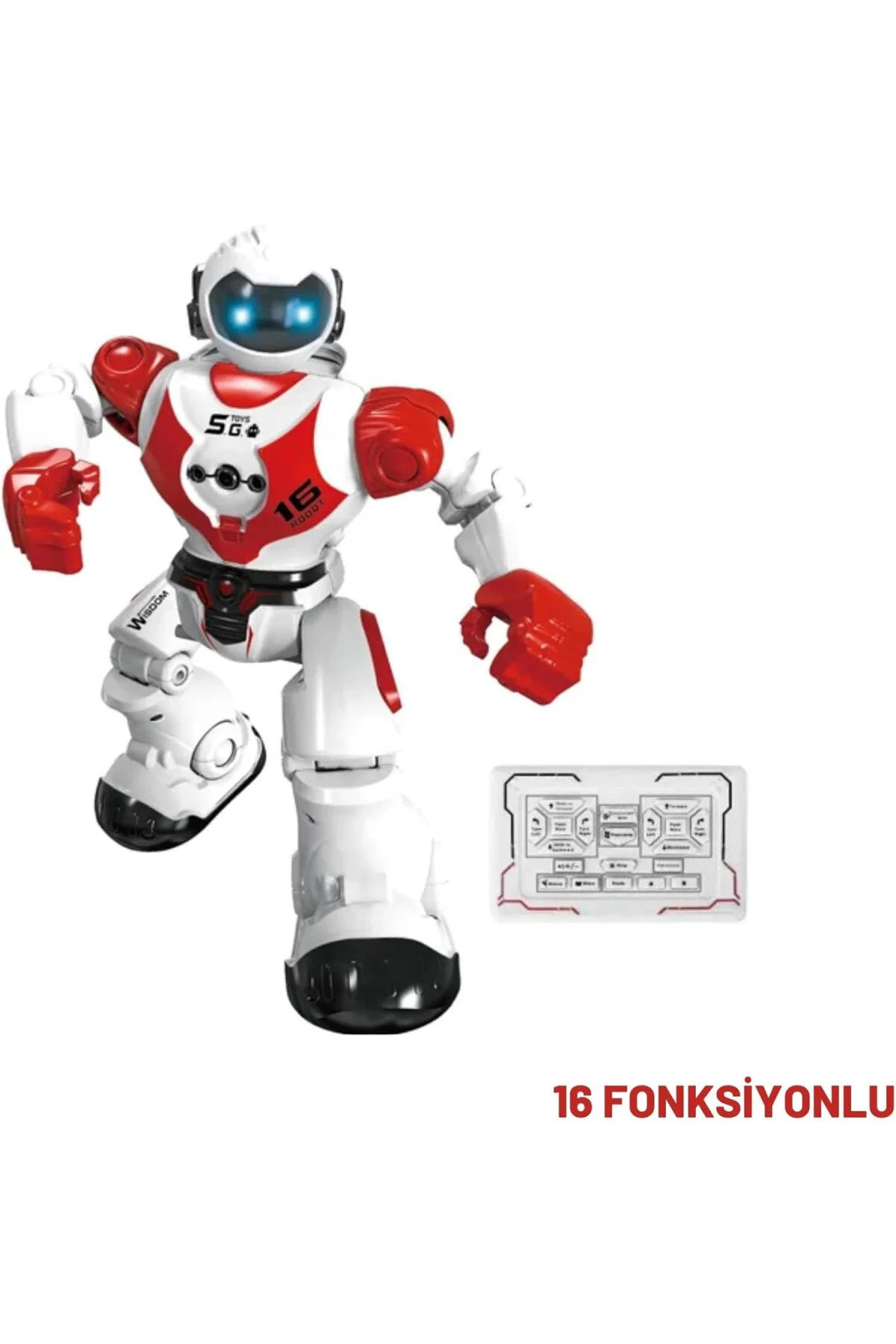 16 Fonksiyonlu Şarjlı Uzaktan Kumandalı Akıllı Robot Sesli Işıklı