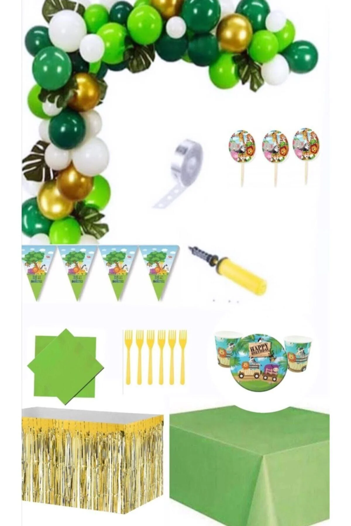 16 Kişilik Safari Temalı Lüks Hazır Doğum Günü Parti Seti