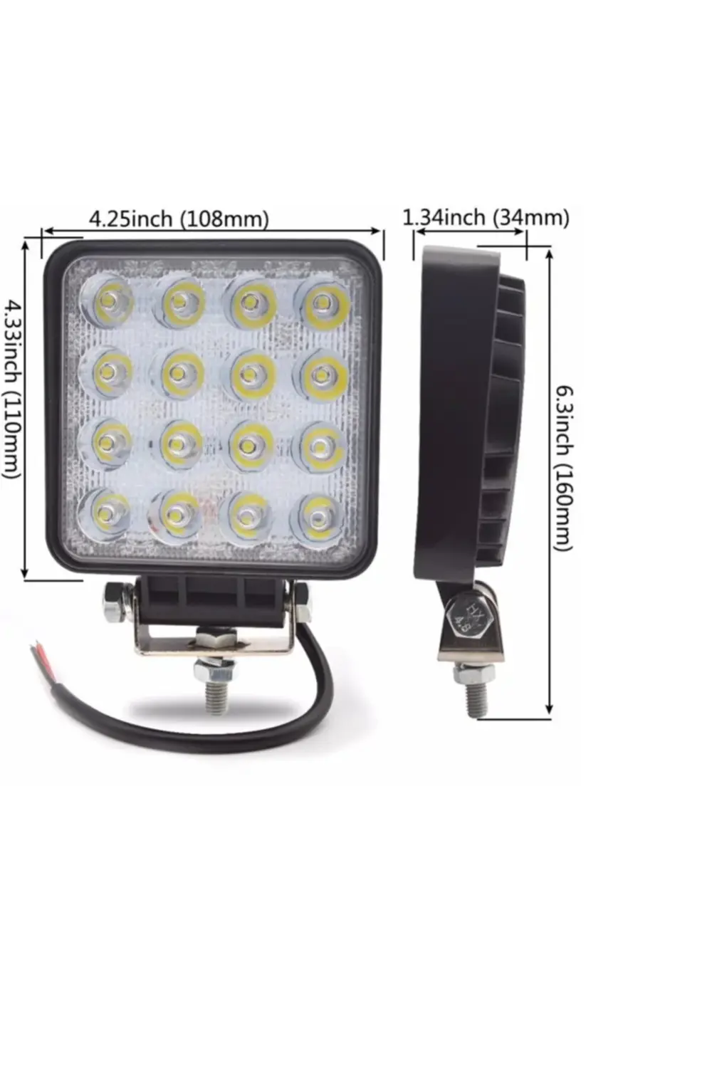 16 Ledli Off Road Çalışma Ve Sis Farı Lambası 12 / 24 Volt