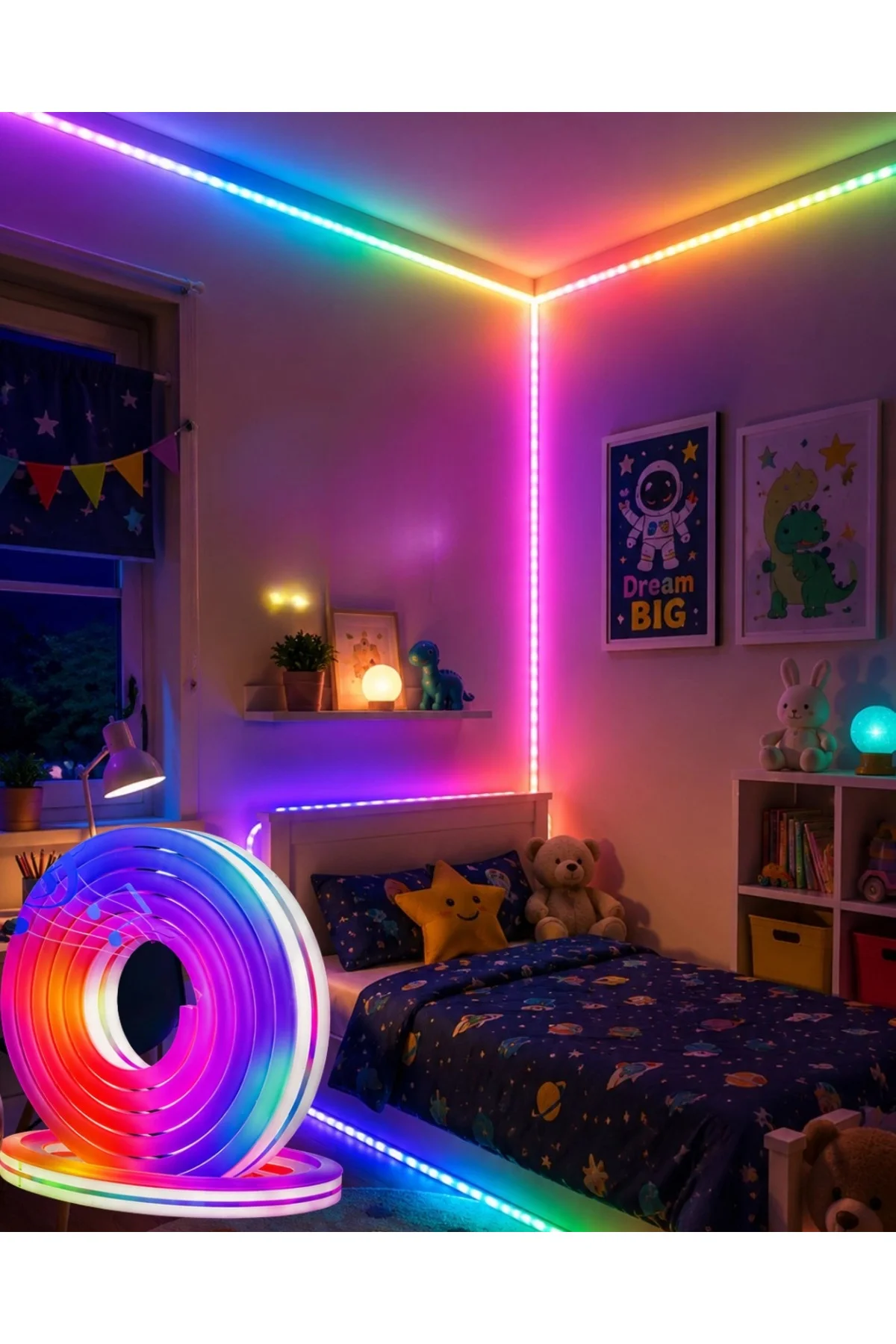 16 Milyon Renk Rgb Neon Şerit Led İç Dış Mekan Dekor Işığı