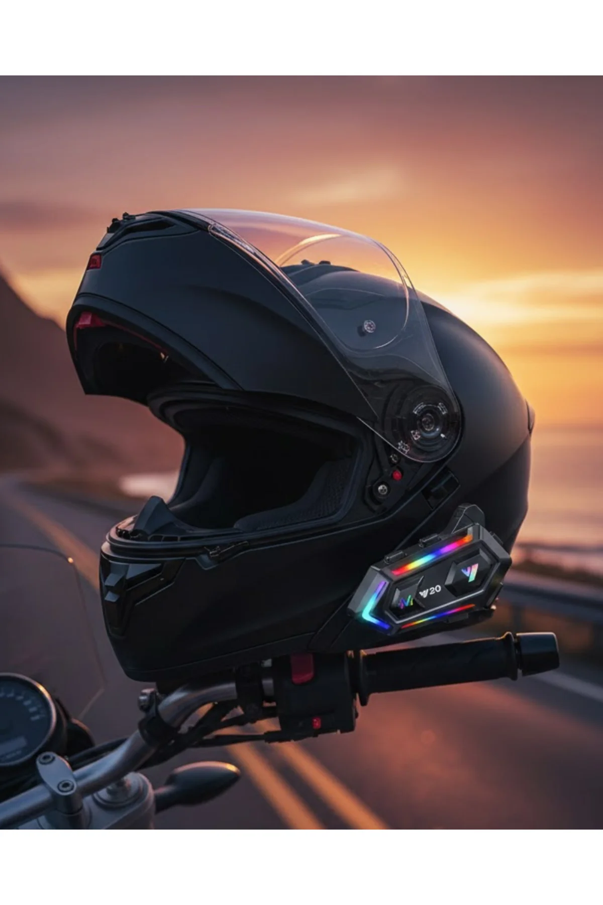 16 Mod RGB Işıklı Motosiklet Intercom Çift Telefon Destekli