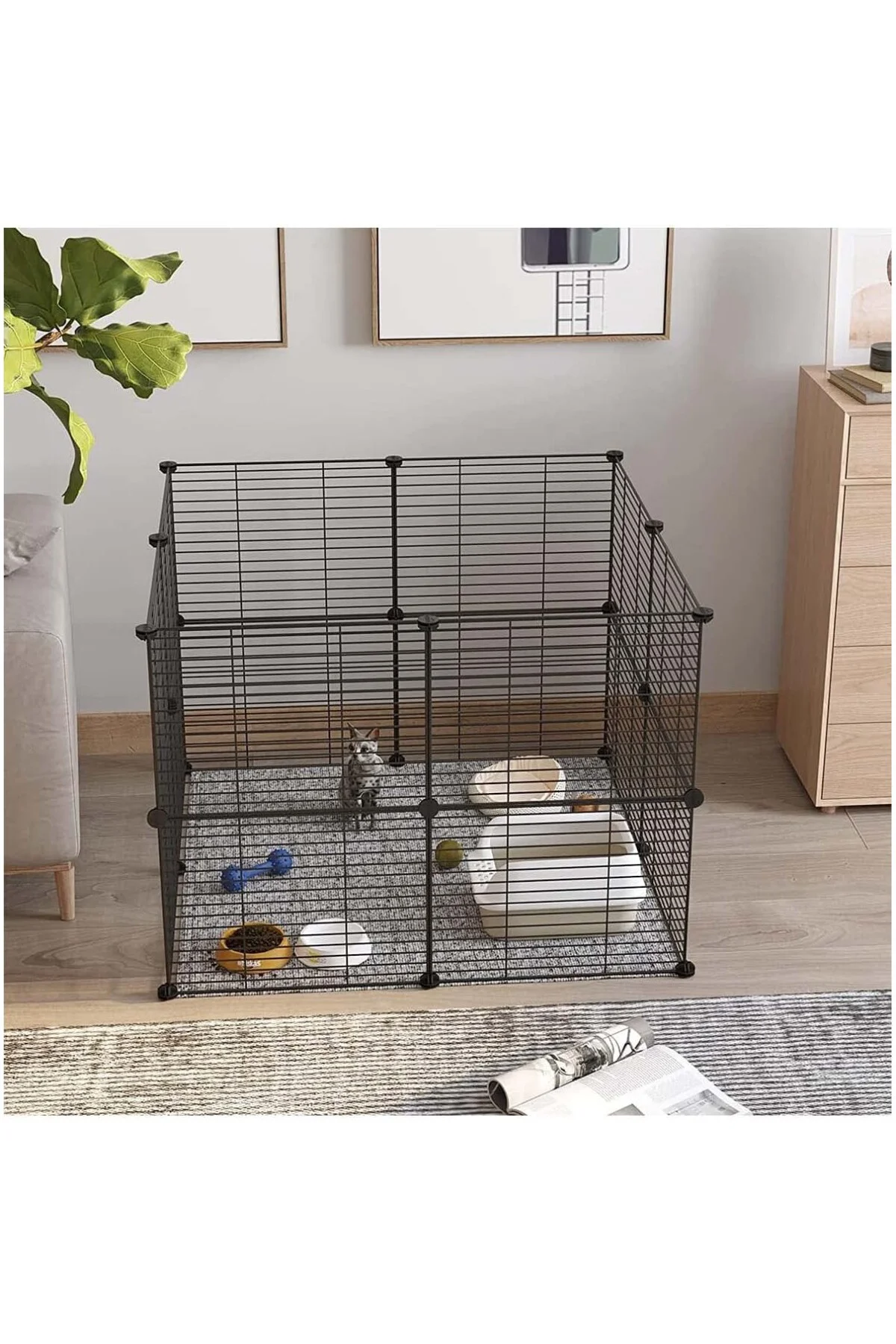 16 Panel Evcil Küçük Hayvan Kedi Köpek Kuş Evi Kafesi Oyun Parkı 