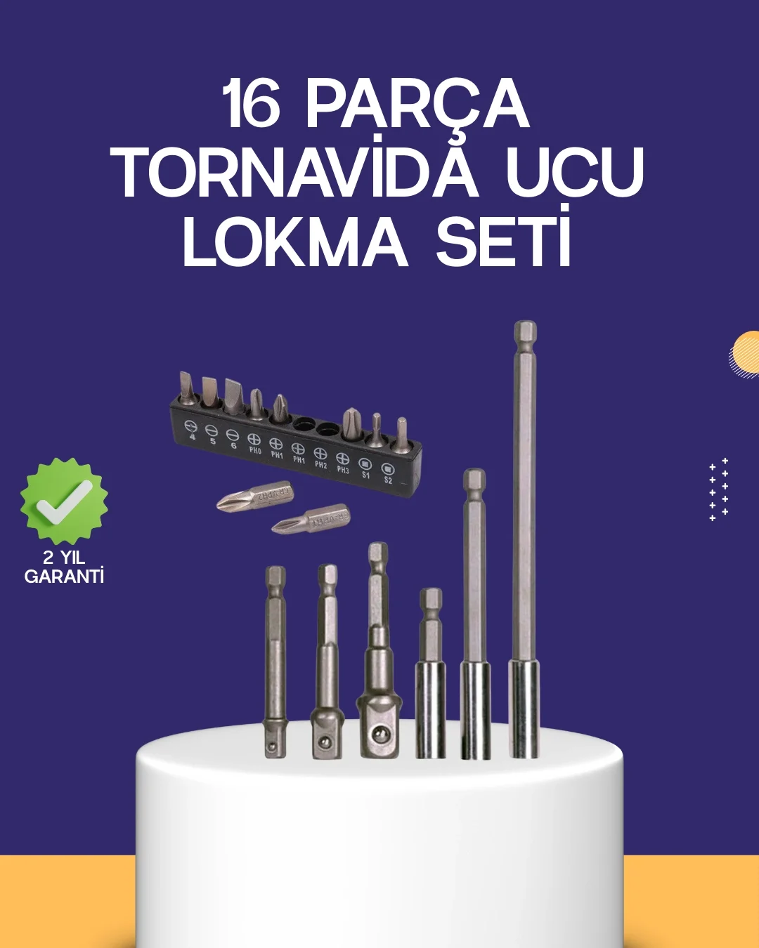 16 Parça Bits ve Adaptör Seti Vidalama Tamir Bakım Seti