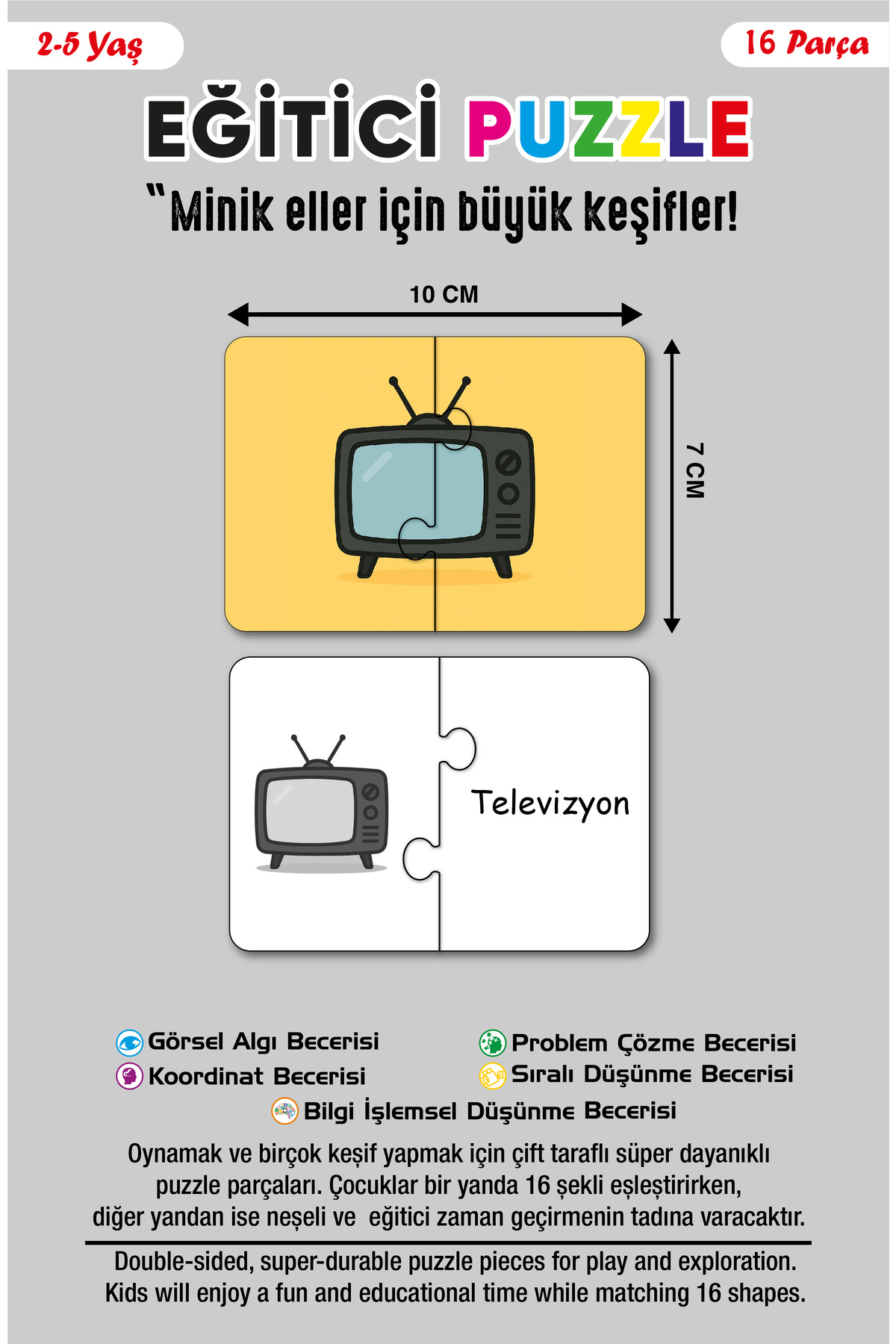 16 Parça Eşyalar Alemi | Zeka Geliştirici Eşleştirme Puzzle Eğiti