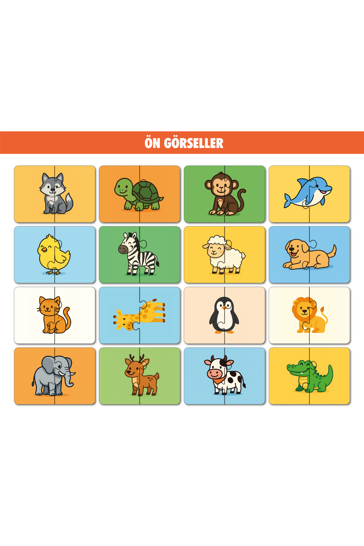 16 Parça Hayvanlar Alemi | Zeka Geliştirici Eşleştirme Puzzle Eği