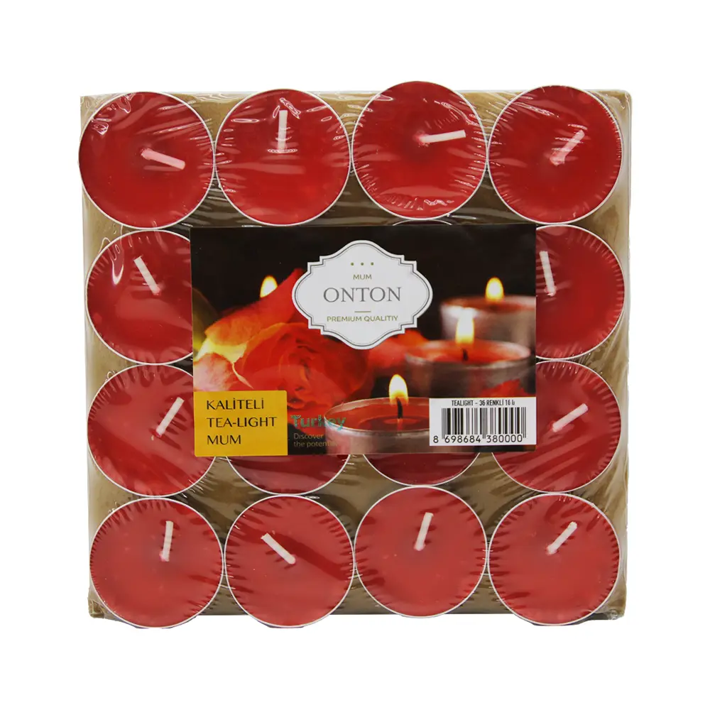 16 PARÇA  KIRMIZI TEA LİGHT YUVARLAK MUM (4741)