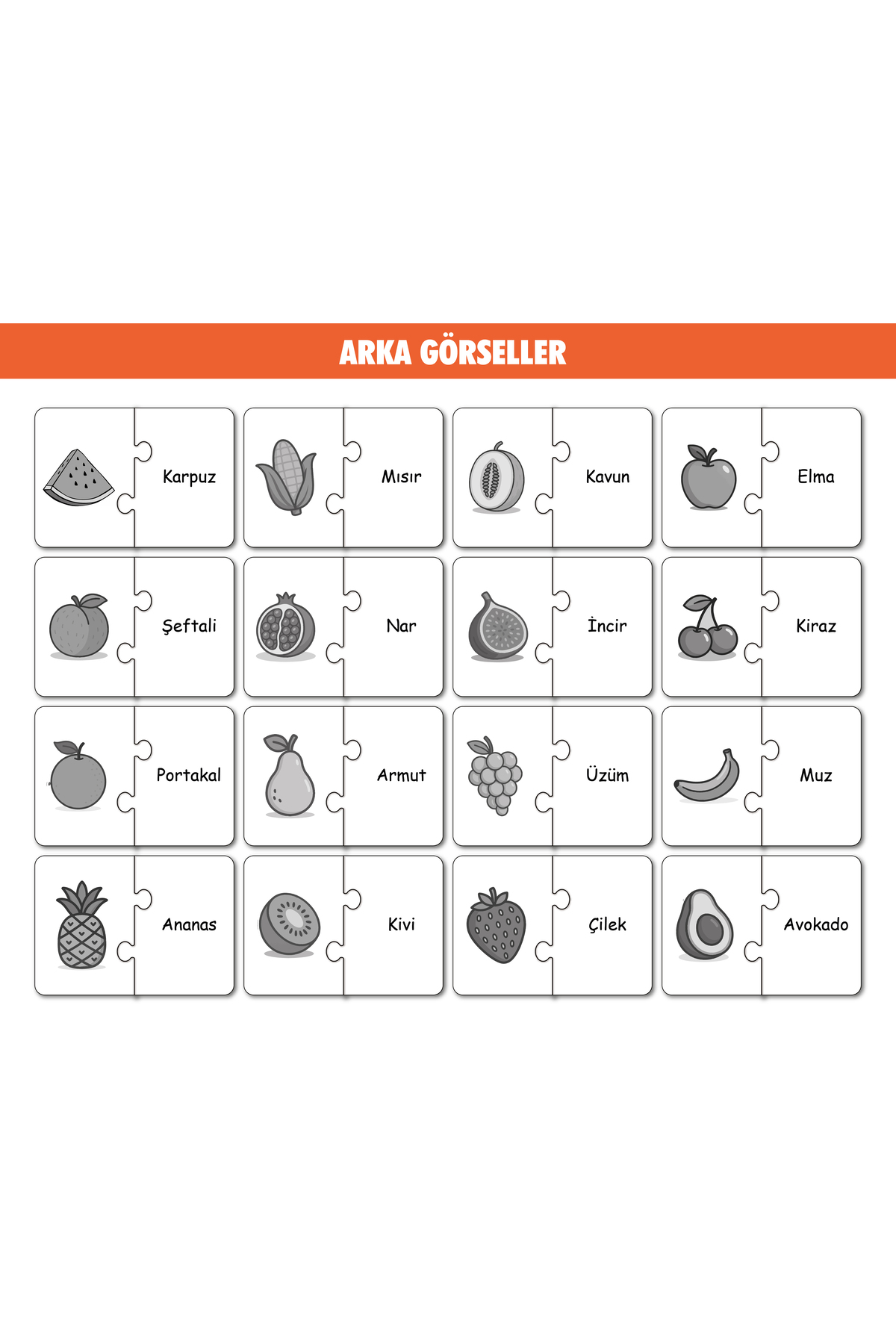 16 Parça Meyveler Alemi | Zeka Geliştirici Eşleştirme Puzzle Eğit