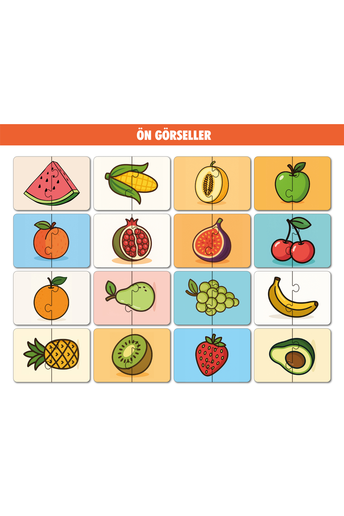 16 Parça Meyveler Alemi | Zeka Geliştirici Eşleştirme Puzzle Eğit