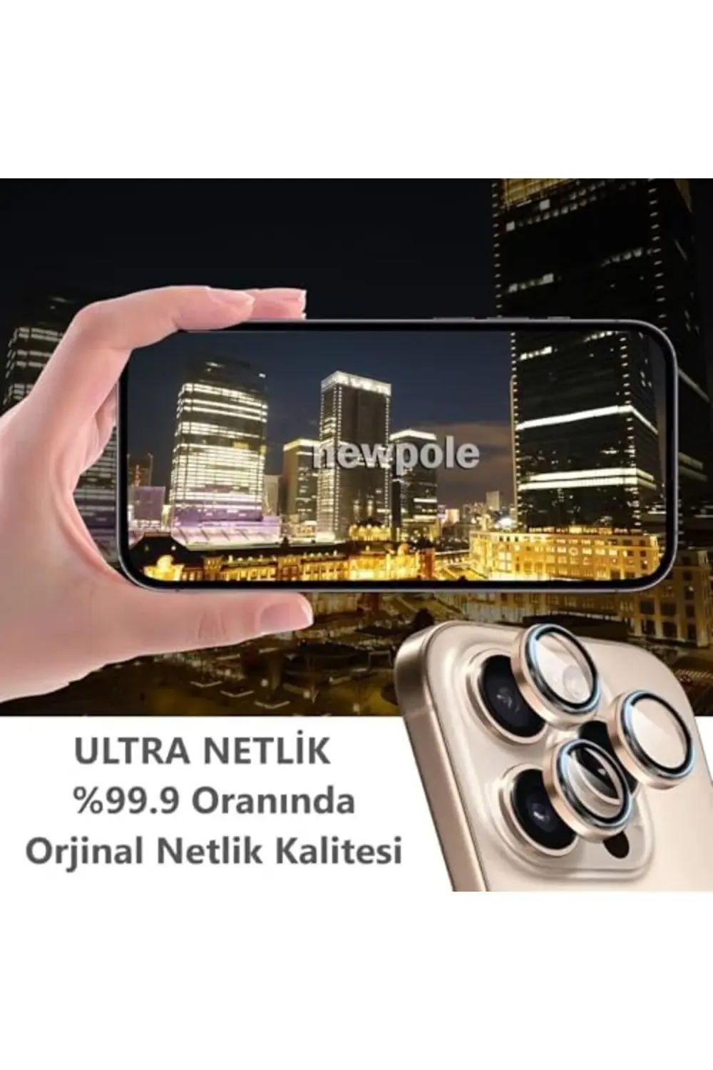 16 Pro/ 16 Pro Max için Kamera Safir Lens, 9H Temperli Cam Lens K