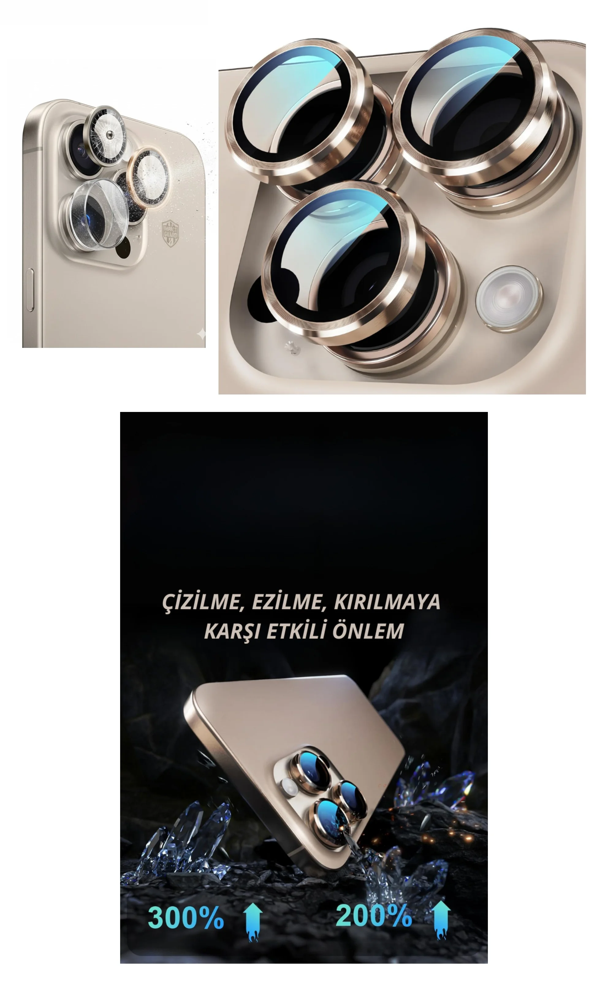 16 Pro Max Kamera Lens Koruyucu Naturel