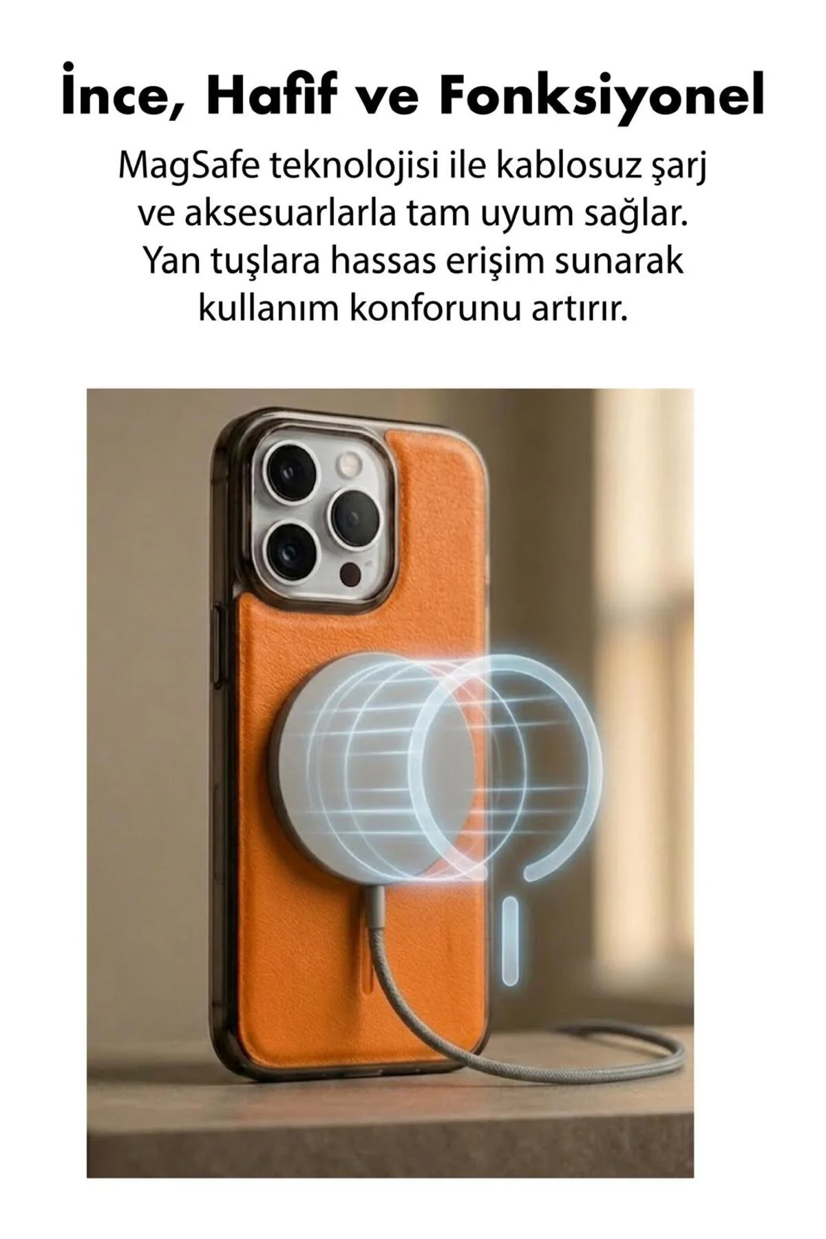 16 Pro Max Uyumlu Deri Cold Magsafe Kapak Sert Ultra İnce Tam Kor