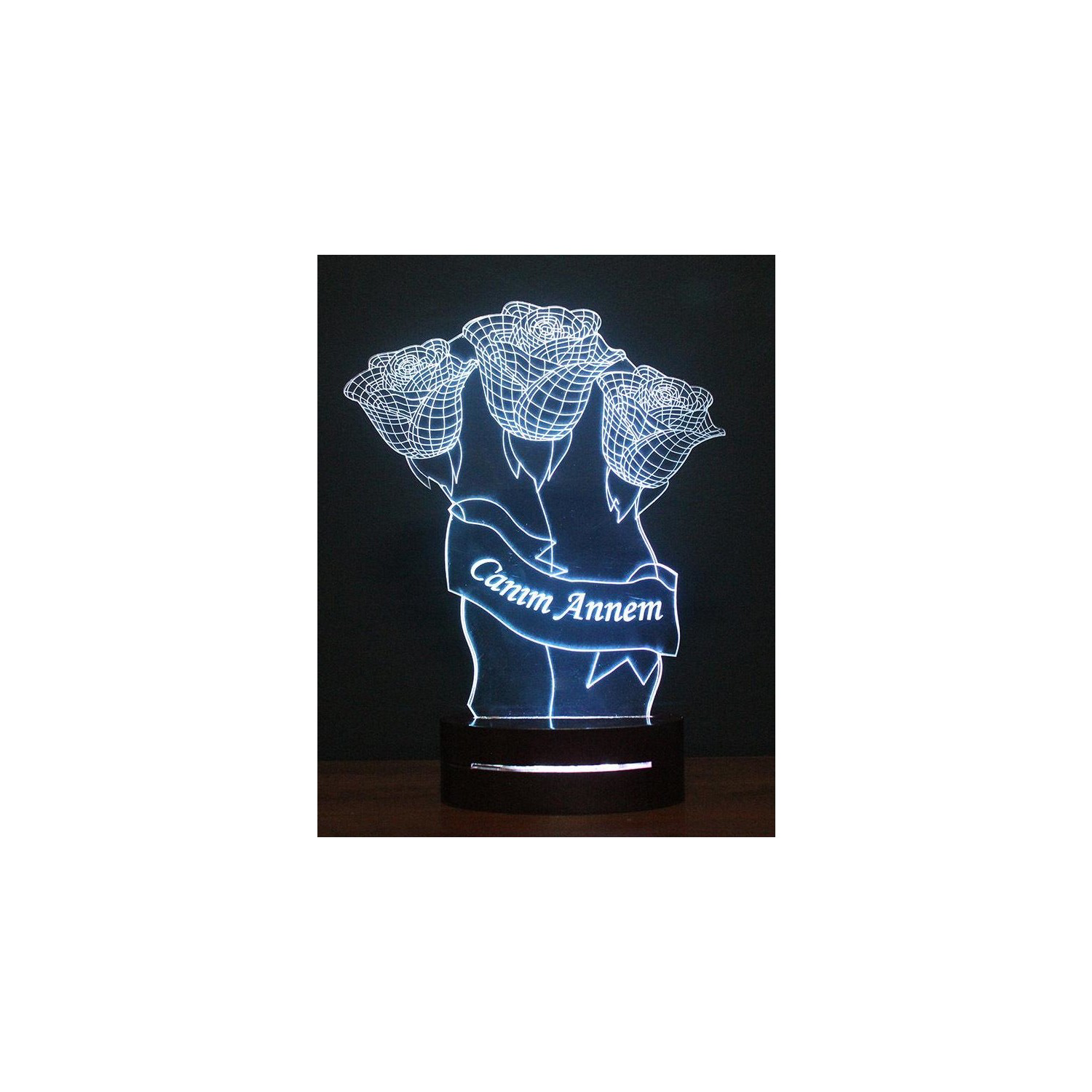Azemax 16 Renk - Canim Annem 3 Gül 3D Led Lamba