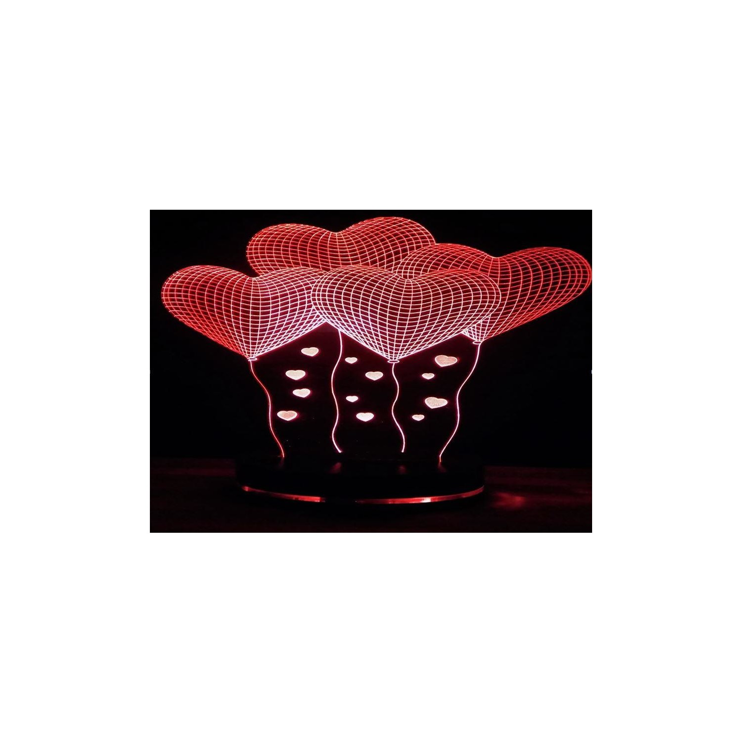Azemax 16 Renk Kumandali 4 Lü Kalp Model 3D Led Lamba