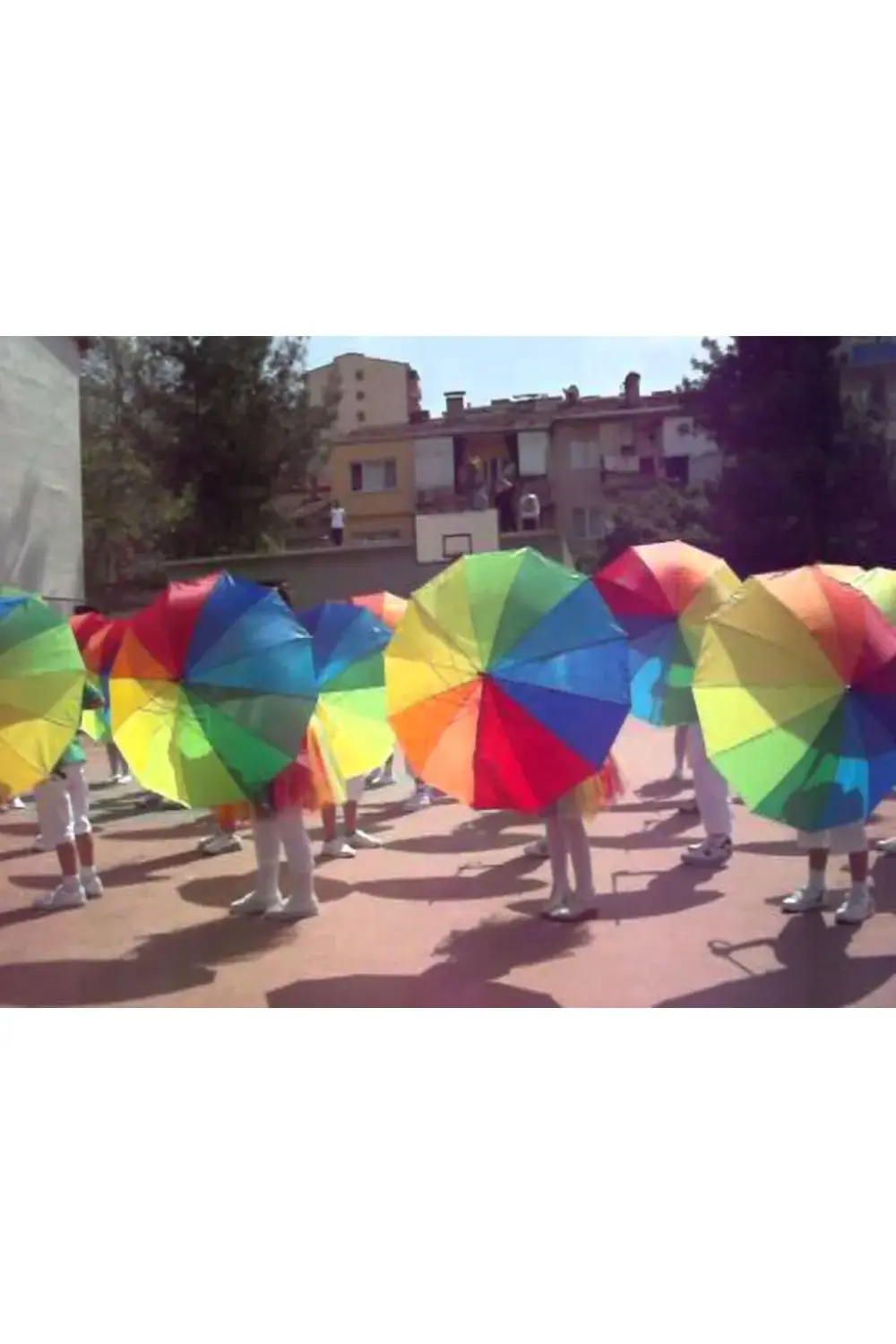 16 Telli Fiber Gökkuşağı Renkli Şemsiye Baston Görünümlü Cadde So