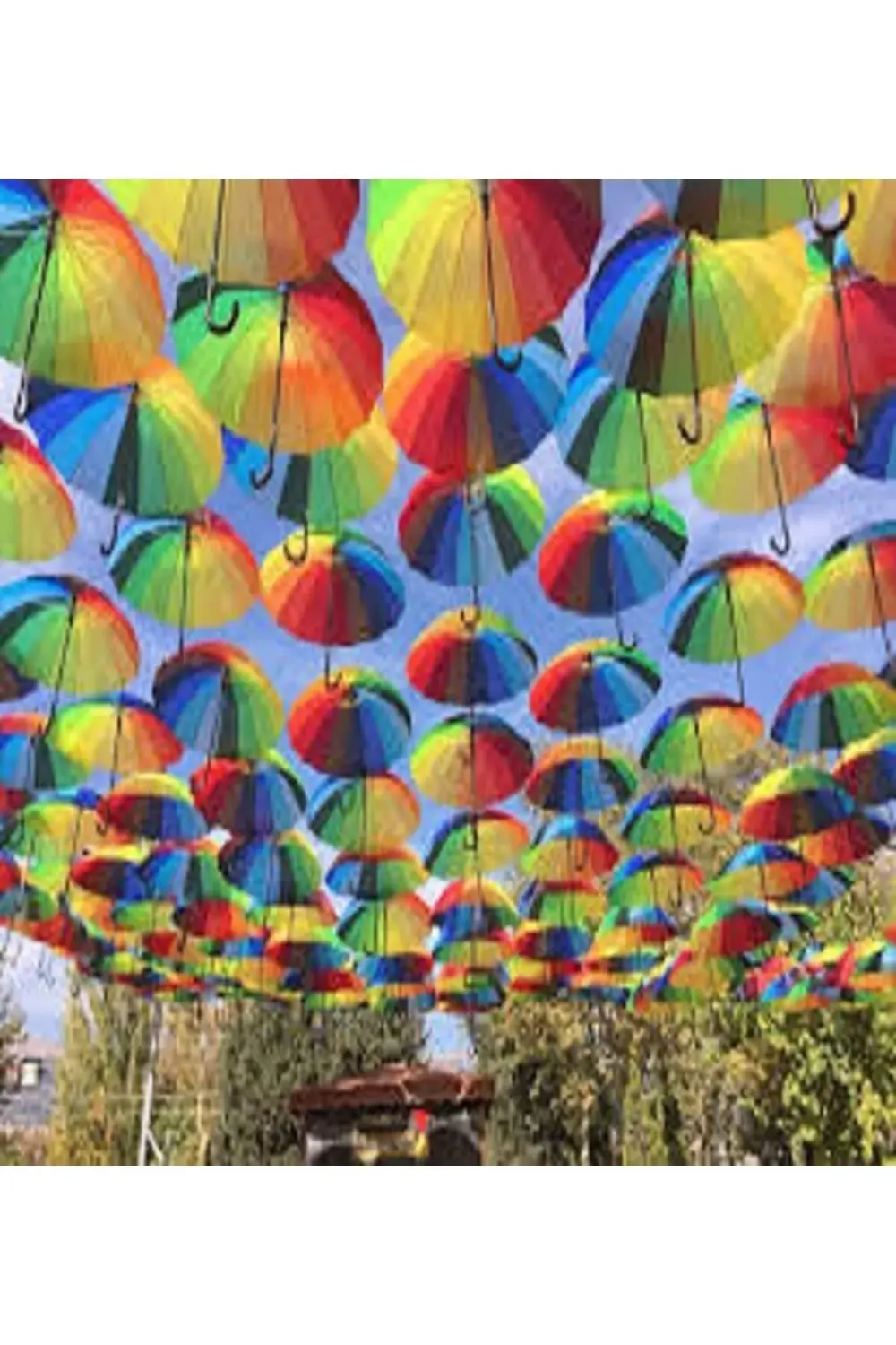 16 Telli Fiber Gökkuşağı Renkli Şemsiye Baston Görünümlü Cadde So