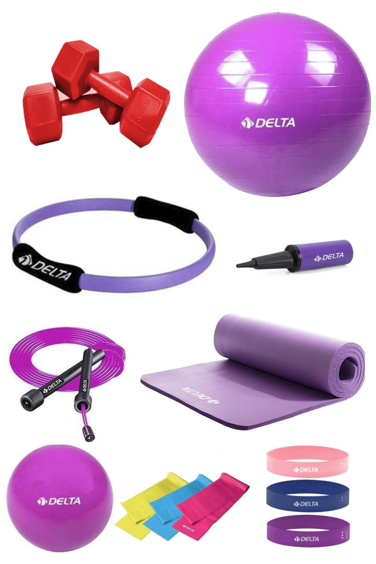 160 - 169 Cm Boya Uygun 14 Parça Pilates Seti 65 Cm Top 10 Mm Min