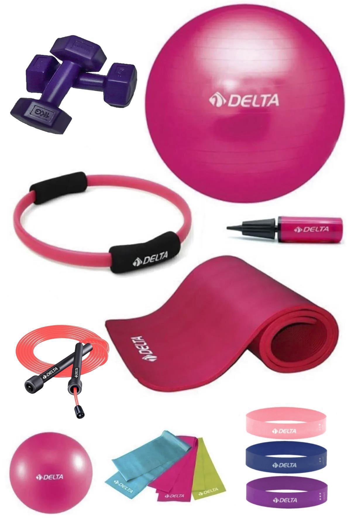 160 - 169 Cm Boya Uygun 14 Parça Pilates Seti 65 Cm Top 15 Mm Min