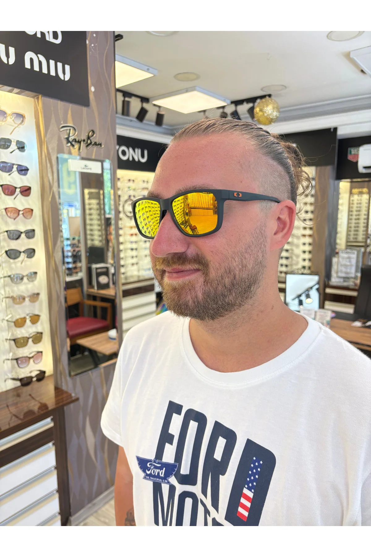 160 C198 Sarı Aynalı Polarize Spor Tasarım Erkek Güneş Gözlüğü