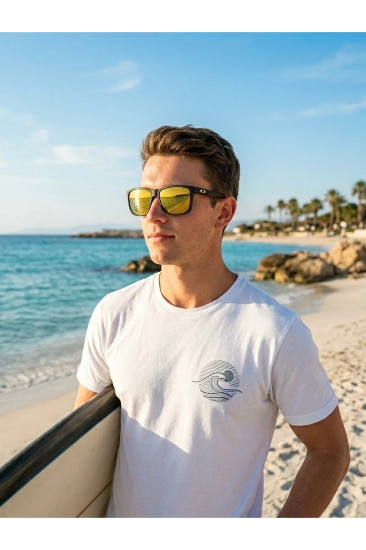 160 C198 Sarı Aynalı Polarize Spor Tasarım Erkek Güneş Gözlüğü