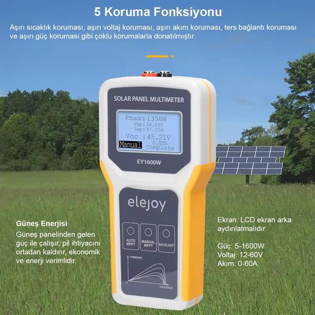 1600 Watt Fotovoltaik MPPT Solar Panel Voltaj Multimetre 12-60V (