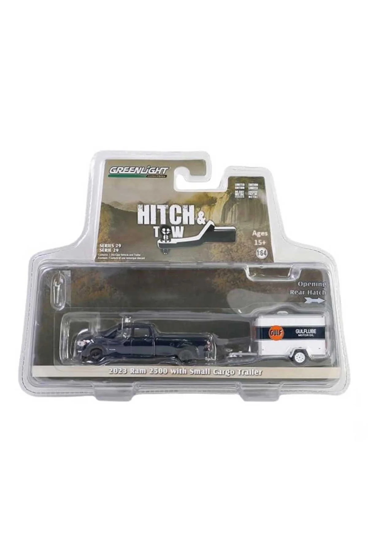 1/64 2023 Ram 2500 With Small Cargo Trailer Model Araba