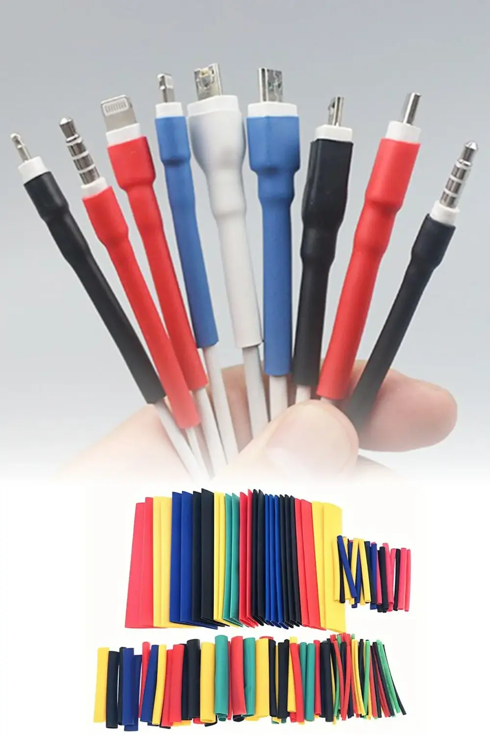 164 Parça Isıyla Daralan Renkli Makaron Seti Kablo Tamir ve Yalıt