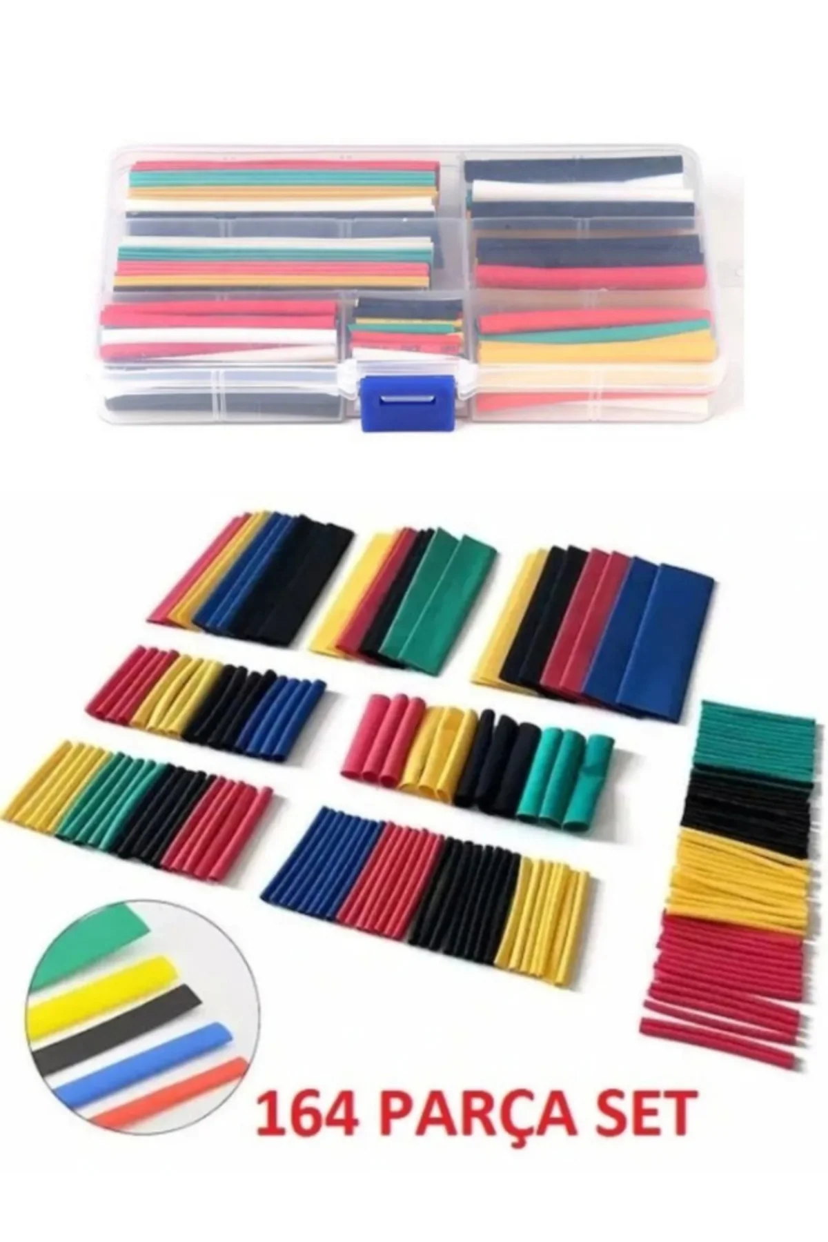 164 Parça Makaron Isıyla Daralan Kablo Koruma Kablo Tamir Seti He