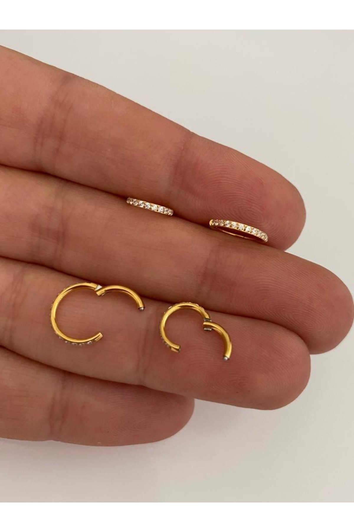 16g Titanium Zirkon Taşlı Helix Tragus Rook Daith Piercing