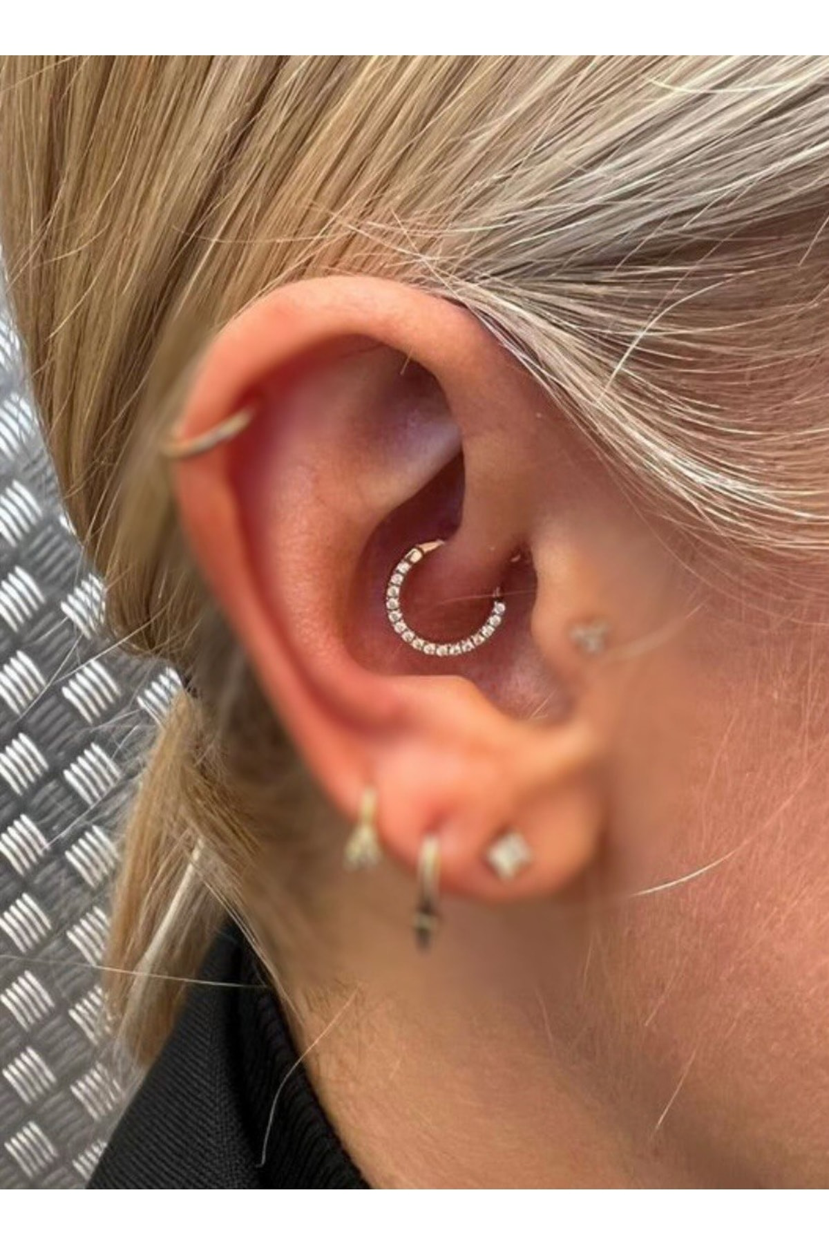 16g Titanium Zirkon Taşlı Helix Tragus Rook Daith Piercing