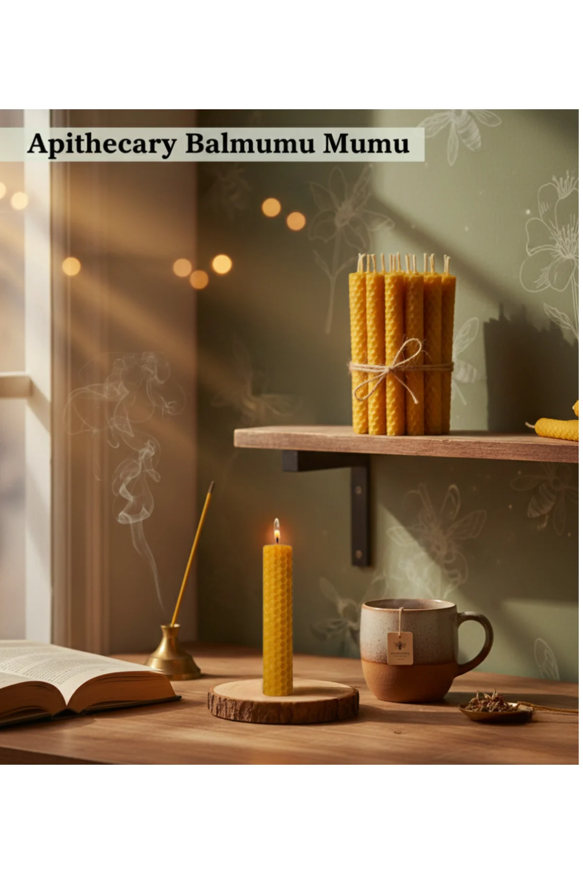 16'lı El Sarması Doğal Balmumu Dilek Mumu Seti - %100 Saf Arı Mum