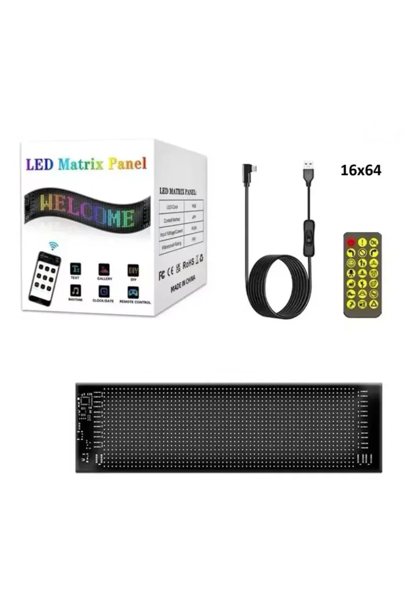16x64 LED Panel Cama Yapışan Telefon Kontrollü Ekran – Bluetooth RGB Matrix Fiyatı, Yorumları ve Özellikleri