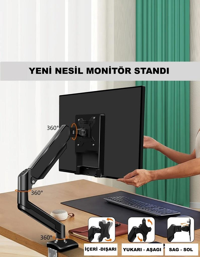 Herz 17-35” Masa Üstü Hareketli Led Monitör Tutucu Askı Aparatı