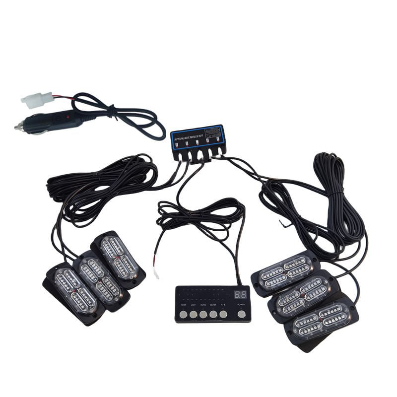 17 fonksiyonlu çakar lamba 12-30v 24 led 6 adet kırmızı*mavi set 