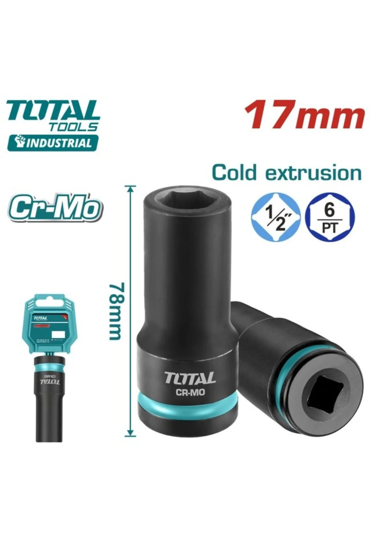 17 Mm 1/2 Altı Köşe Darbeli Derin Lokma THDIS12172L