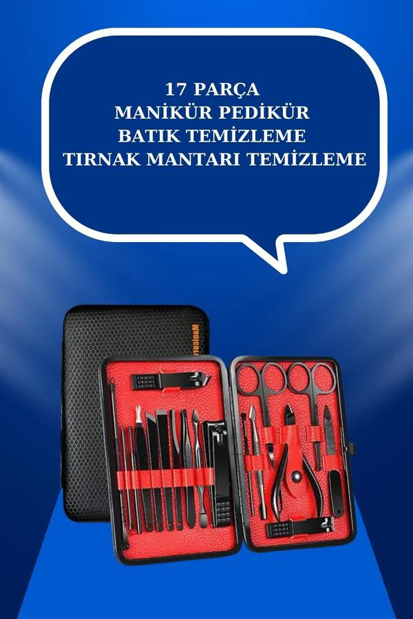 17 Parça El Ayak Bakım Seti Tırnak Temizleme Manikür Pedikür Cımbız Törpü Tırnak Makası 17 Parça El Ayak Bakım Seti Tırnak Temizleme Manikür Pedikür Cımbız Törpü Tırnak Makası