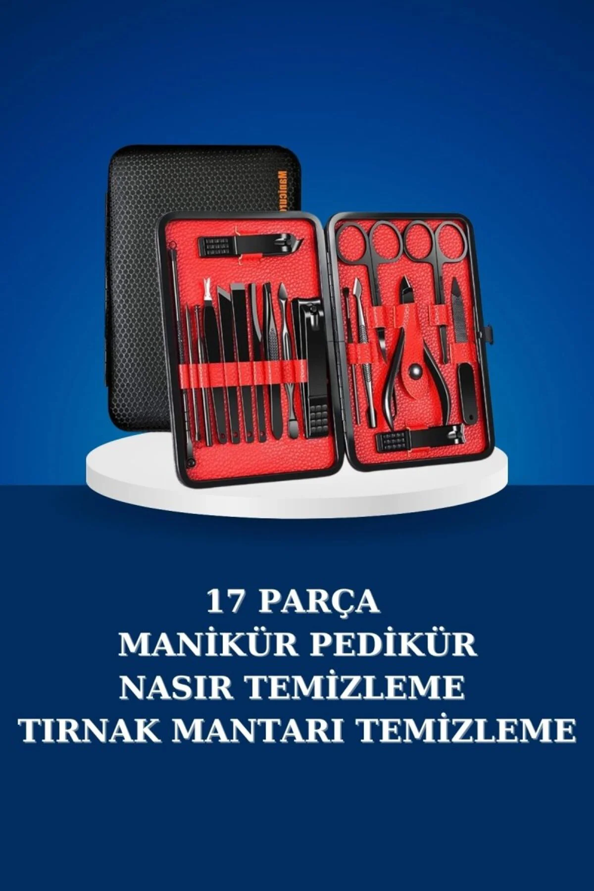 17 Parça Manikür Seti Taşınabilir Özel Çantalı El Ve Ayak Bakımı 