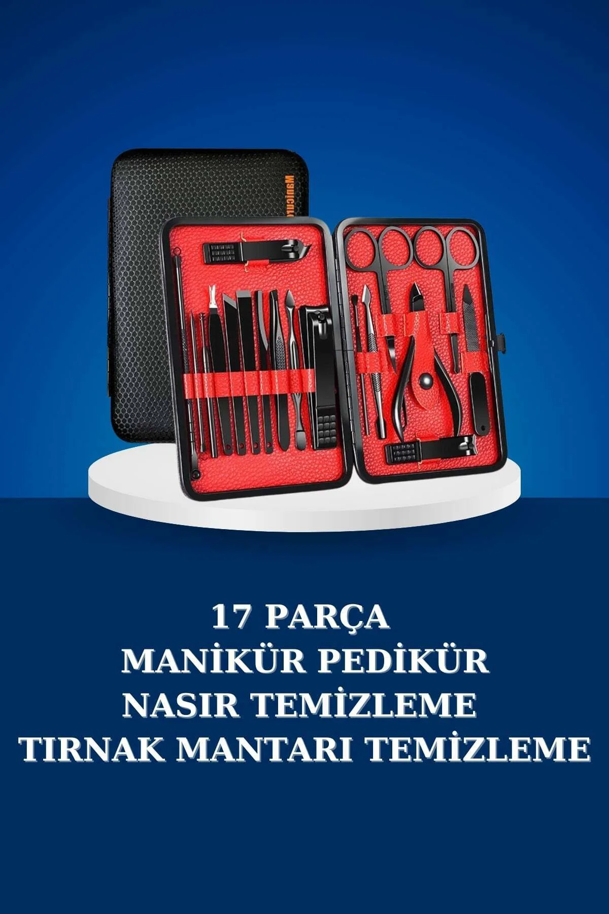 17 Parça Manikür Seti Taşınabilir Özel Çantalı El ve Ayak Bakımı 