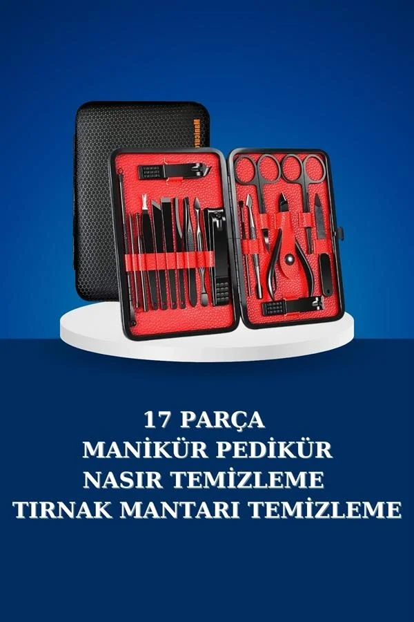 17 Parça Manikür Seti Taşınabilir Özel Çantalı El ve Ayak Bakımı Tırnak Batığı Temizleme Fiyatı, Yorumları ve Özellikleri