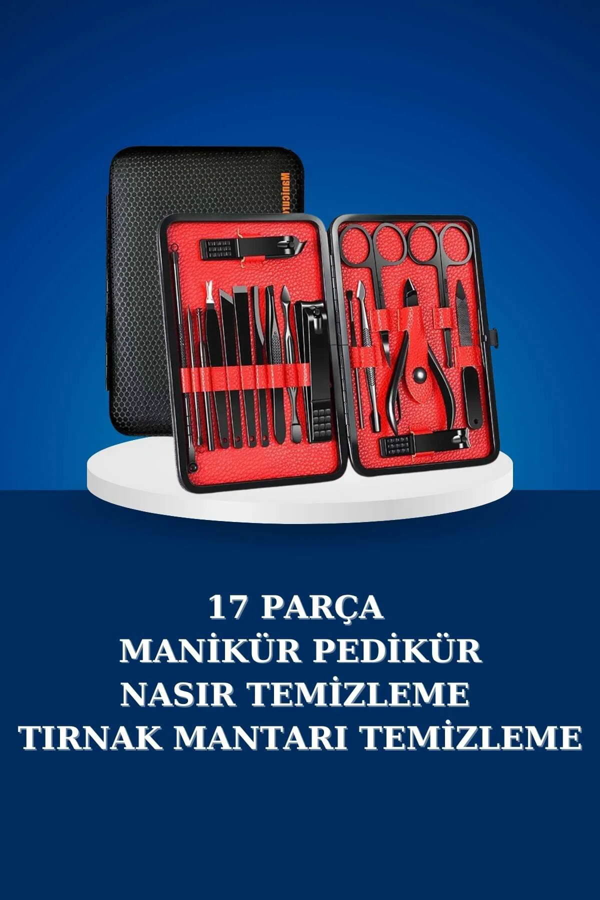 17 Parça Manikür Seti Taşınabilir Özel Çantalı El ve Ayak Bakımı 