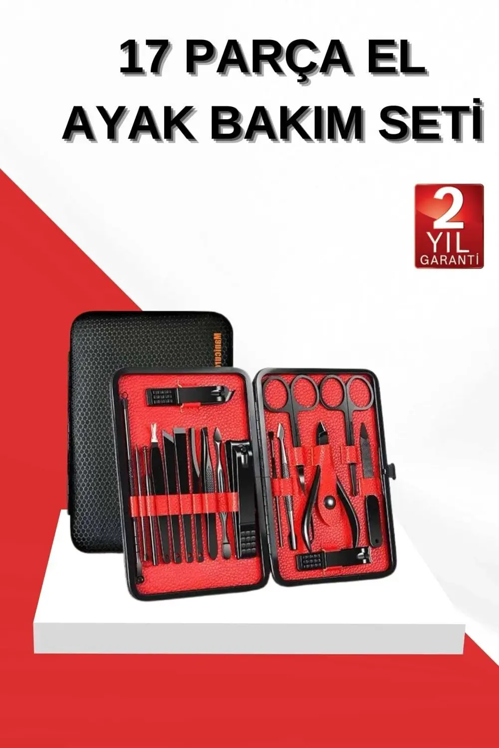 17 Parça Manikür Seti El ve Ayak Bakımı Törpü Cımbız Tırnak Temiz