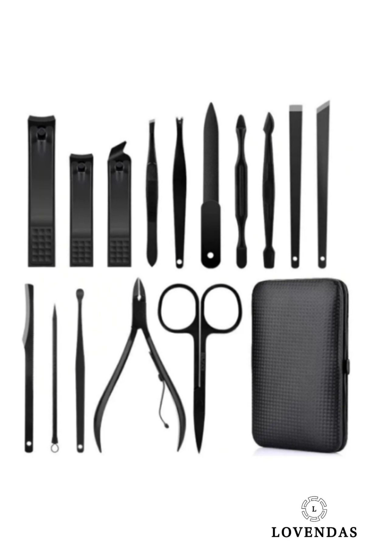 17 Parça Profesyonel Manikür Pedikür ve Bakım Seti - Şık Cüzdanı 