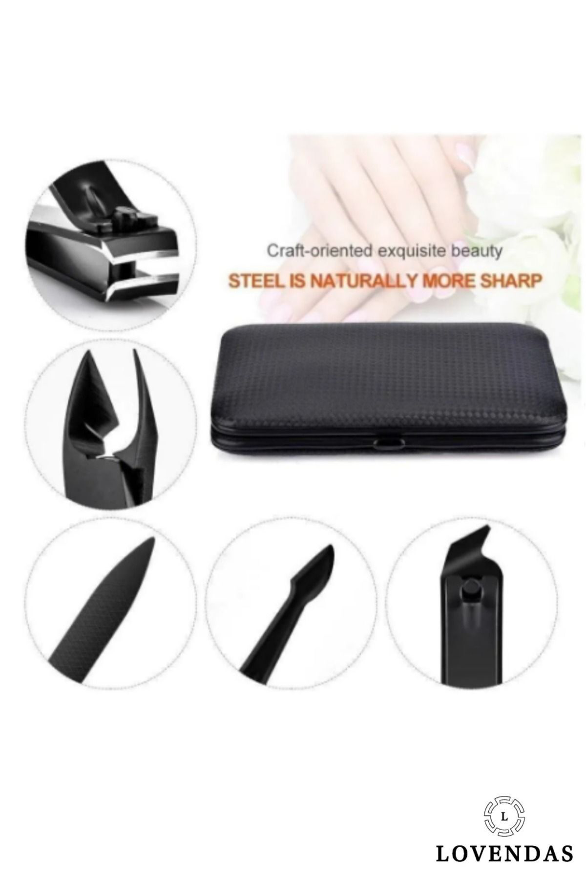 17 Parça Profesyonel Manikür Pedikür ve Bakım Seti - Şık Cüzdanı 