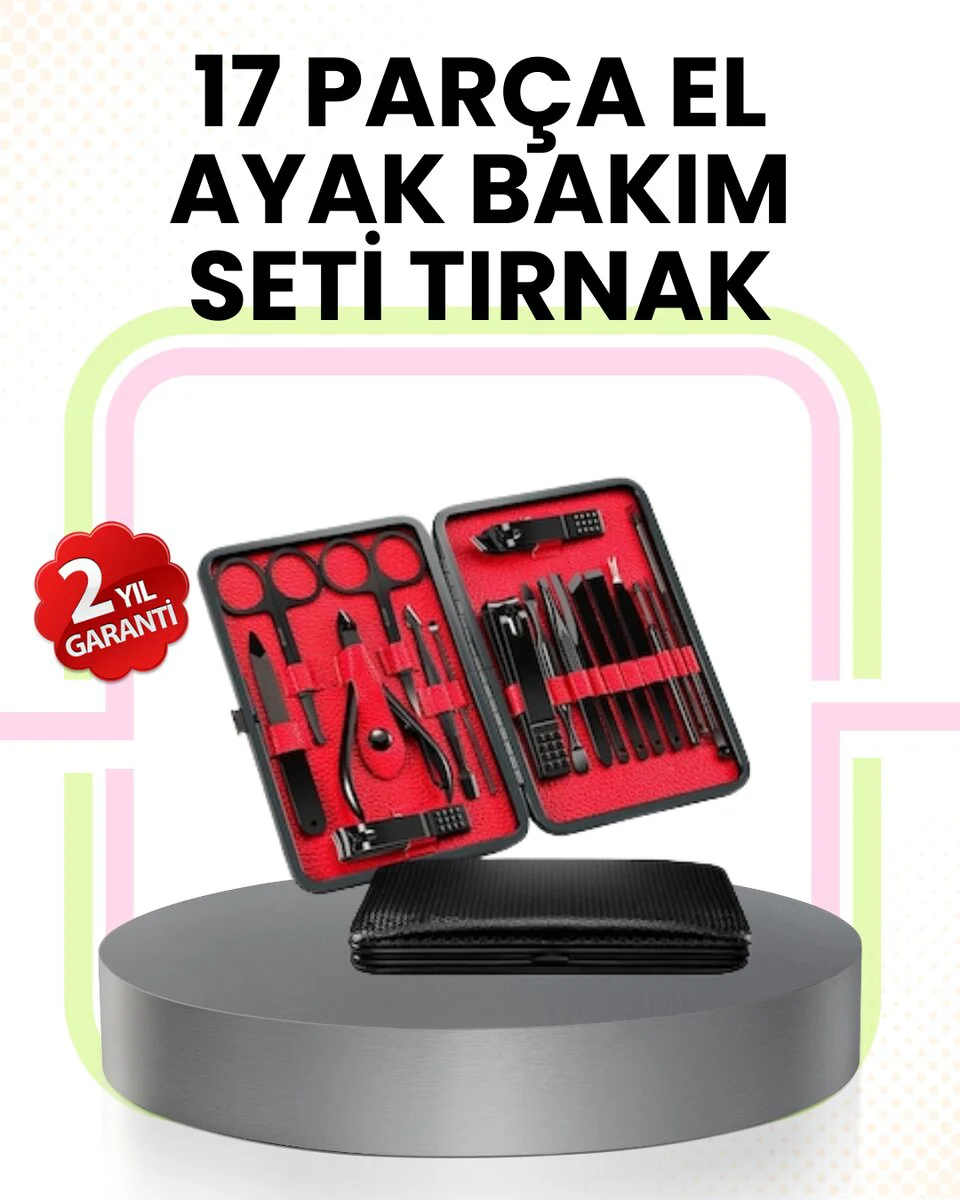 17 Parçalı Kompakt ve Şık Bakım Seti - Profesyonel Manikür ve Pedikür
