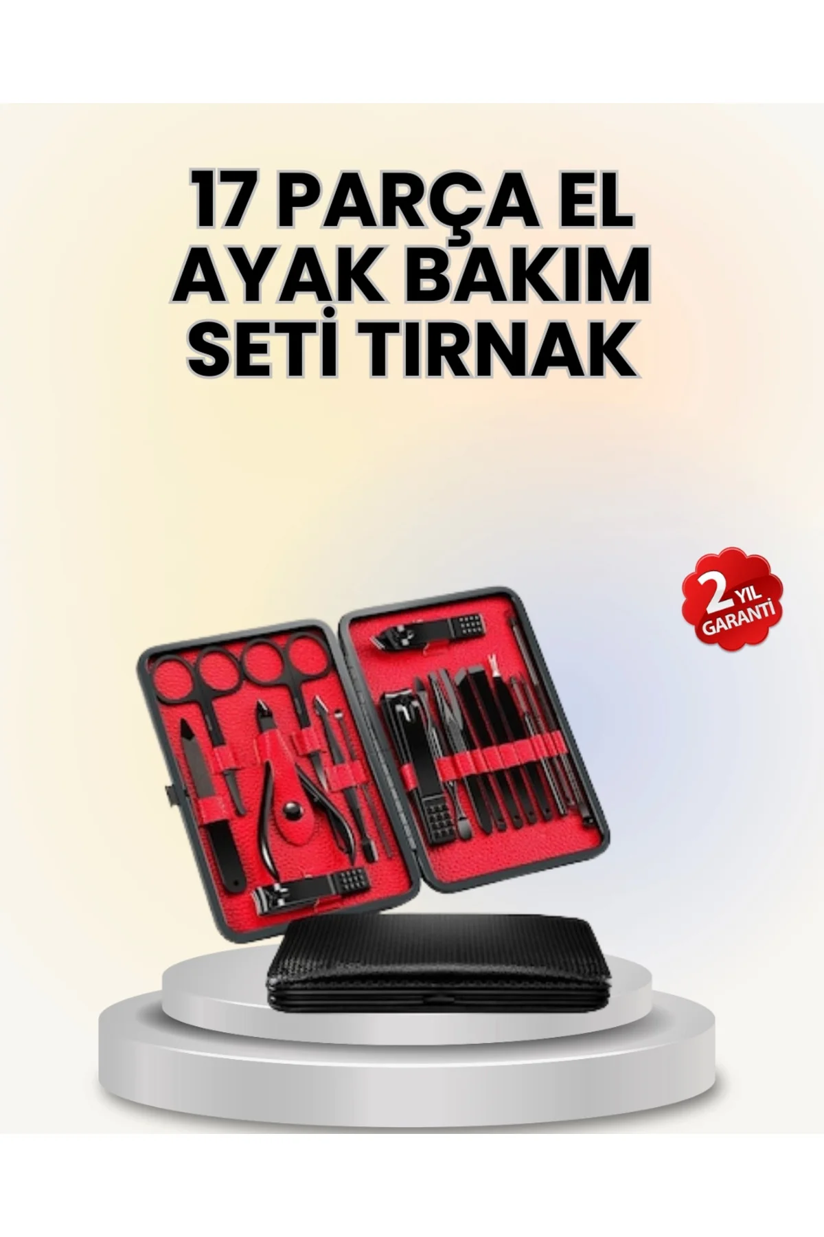 17 Parçalık Deri Kaplamalı Manikür Seti