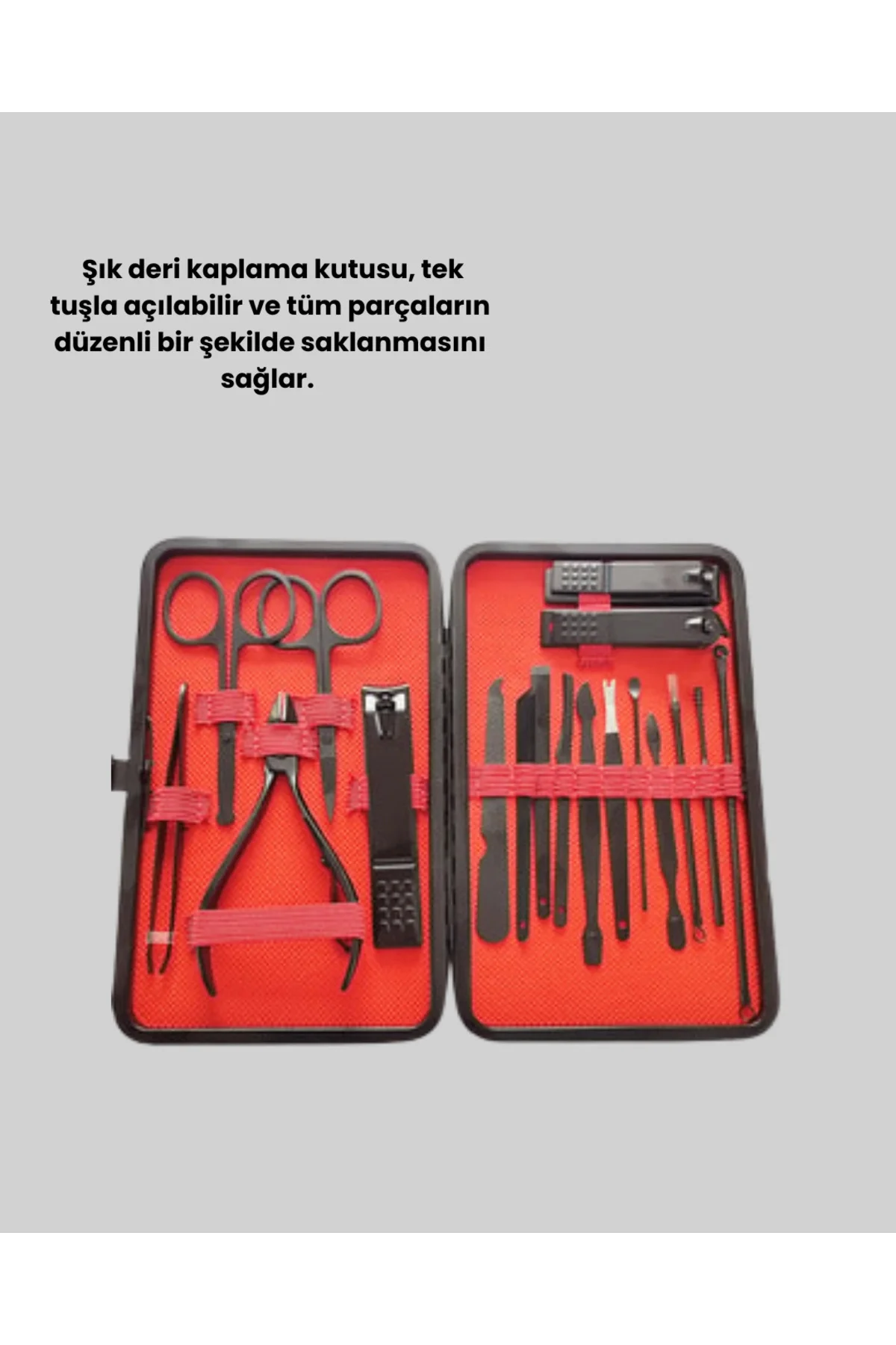 17 Parçalık Deri Kaplamalı Manikür Seti