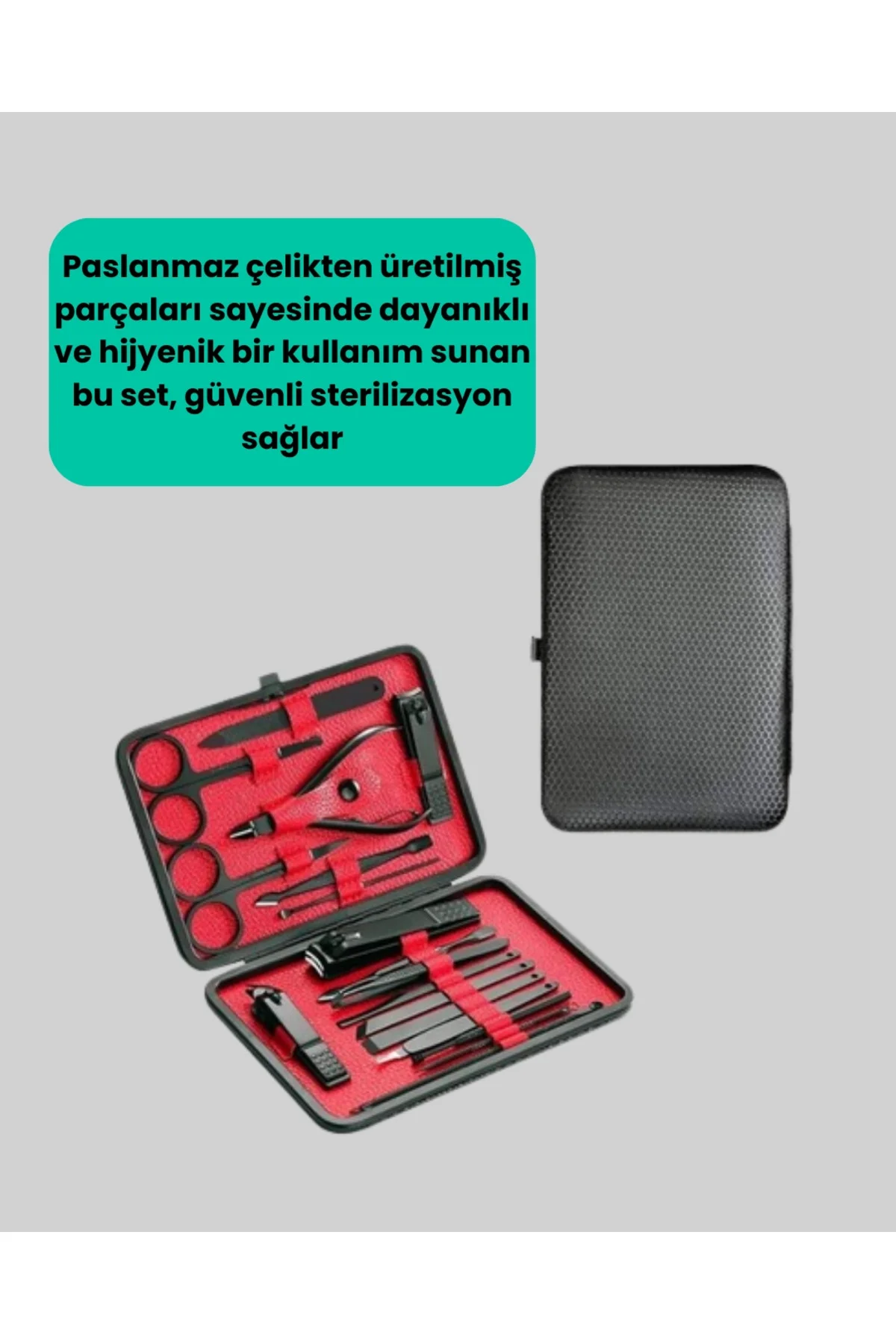 17 Parçalık Deri Kaplamalı Manikür Seti