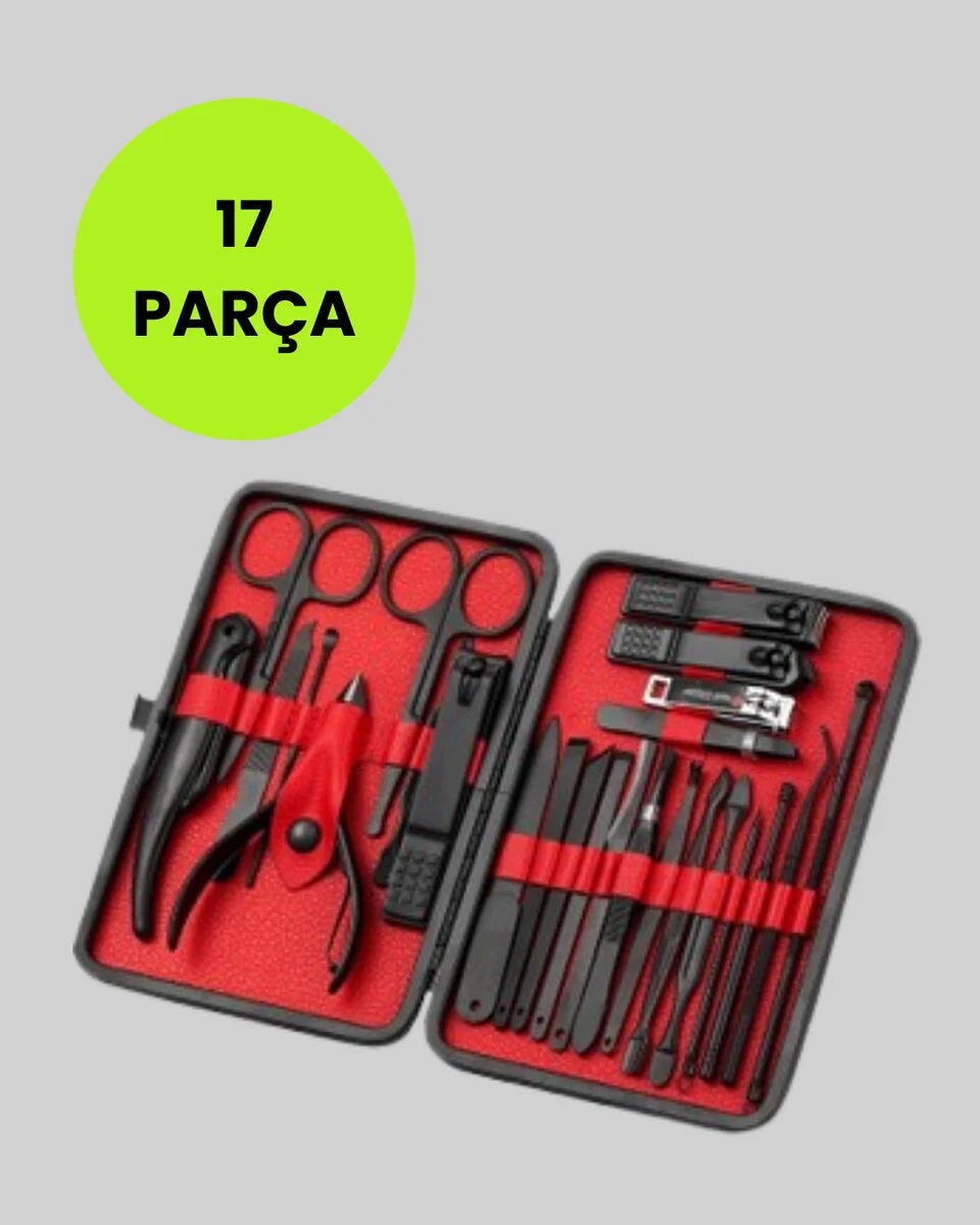 17 Parçalık Deri Kaplamalı Manikür Seti