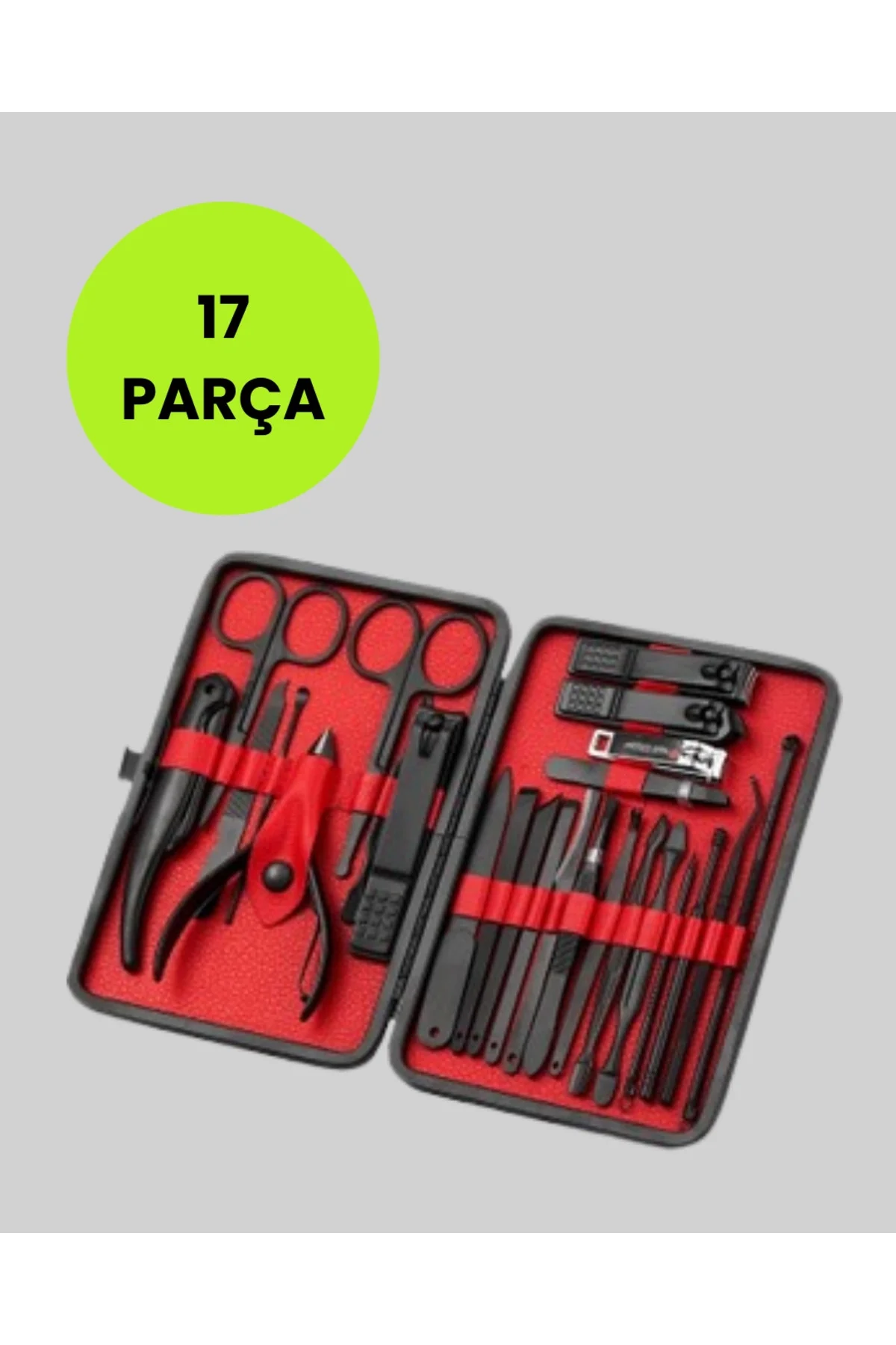 17 Parçalık Deri Kaplamalı Manikür Seti