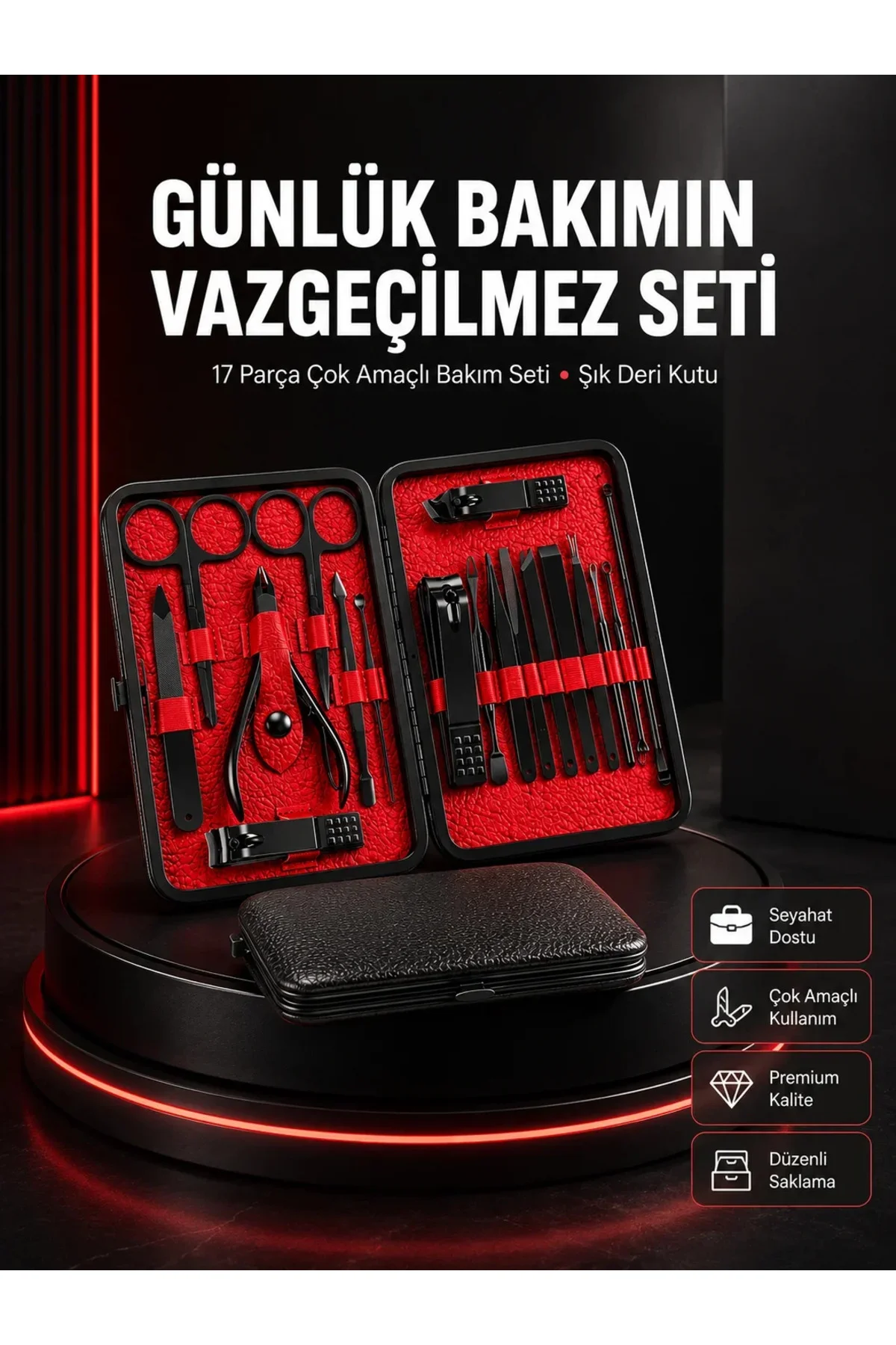 17 Parçalık Profesyonel Manikür Seti – Paslanmaz Çelik Yeni Nesil